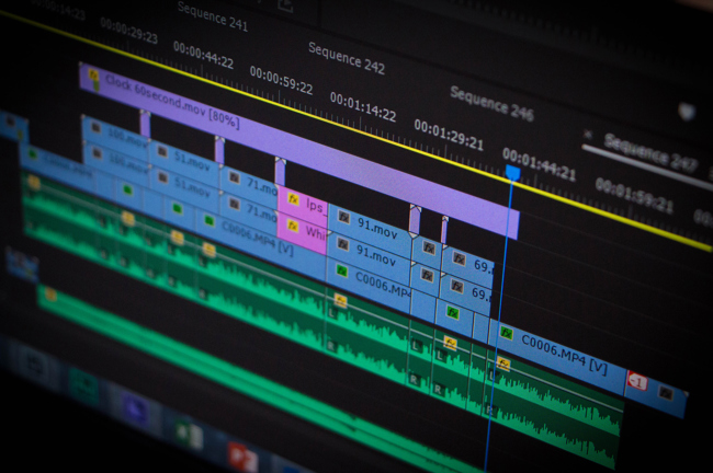 Bearbeitung von Videos in Adobe Premiere Pro.